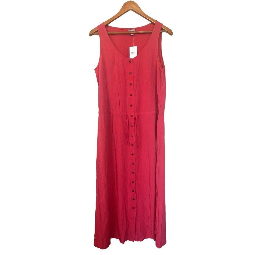J.Jill Red Sleeveless Buttoned Shirt Dress M